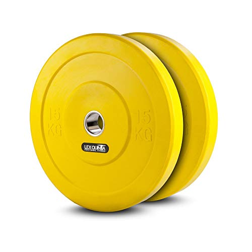 Lex Quinta Bumper Plate GELB 2x15kg - Hantelscheiben für 50mm Hantel Stangen - von Lex Quinta