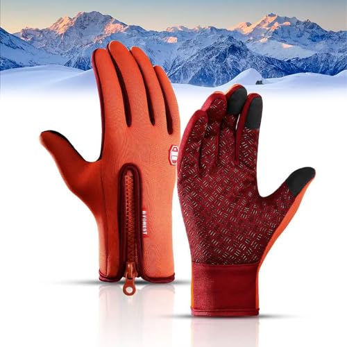 Leyof Frostfit - Thermo Handschuhe, Frostfit Thermohandschuhe, Thermo Handschuhe Herren Damen Frostfit, Frostfit Handschuhe Mit Wasserabweisender Beschichtung Und Touchscreen-Funktion (Orange,L) von Leyof