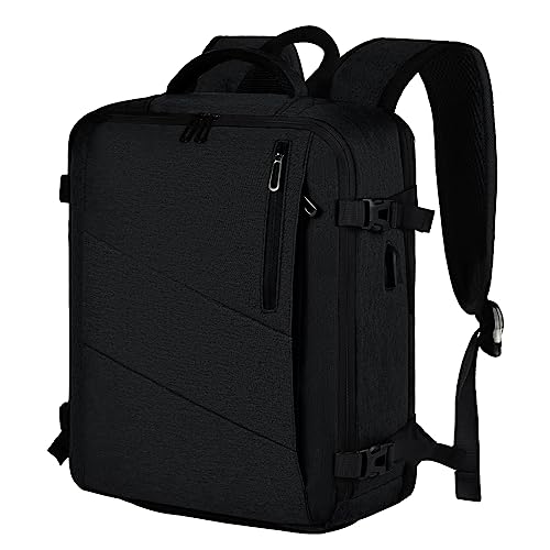 Leyrica Handgepäck Rucksack 45x36x20 für Easyjet, Reiserucksack Tasche Wasserdichter Flugzeug Reisetasche Handkoffer 17 Zoll Laptop Rucksack Outdoor Tagesrucksack Schultasche (Schwarz) von Leyrica