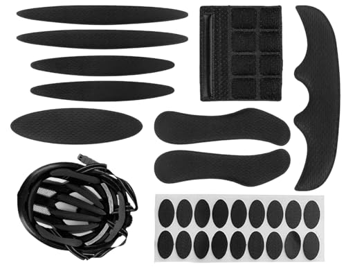 Lhbwhiz Fahrradhelm Polster Kit,Universal Klettpunkte Helmpolster,Fahrrad Schaumstoffpolster Polsterung,Schwammschutz Ersatz Helm Pads,Innenpolster Zubehörmatten,für MTB Helm,Motorradhelm(Schwarz) von Lhbwhiz