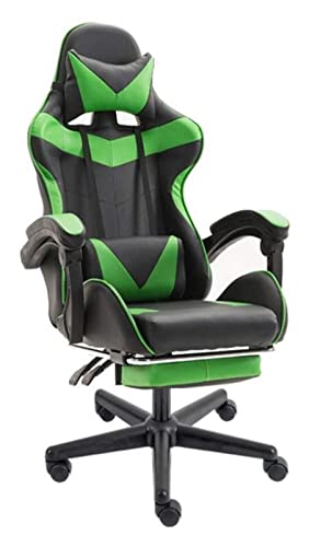 LiChA Bürostuhl, E-Sport-Stuhl, PU-Leder, Tisch und Stuhl, ergonomisches Rückenlehnenkissen, Computerstuhl, Bürostuhl, Rennstuhl, Stuhl (Farbe: Grün, Größe: 70 x 70 x 125 cm) von LiChA