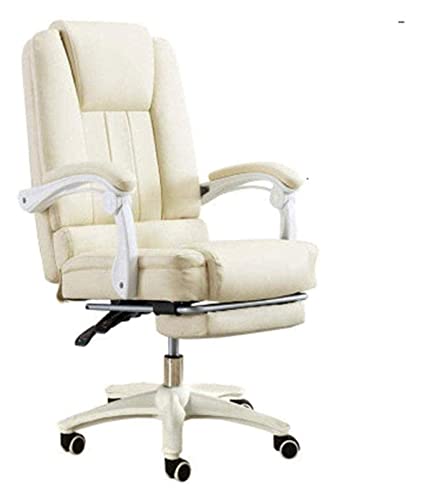 LiChA Bürostuhl, E-Sport-Stuhl, Spielstuhl, Computerstuhl, Heimbüro-Schreibtischstuhl, Liegestuhl, Drehstuhl mit Rückenlehne, Chef-Arbeitsstuhl, Stuhl (Farbe: Weiß) von LiChA