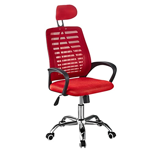 LiChA Bürostuhl, ergonomischer Büro-Computerstuhl, Büro-Schreibtischstuhl, drehbarer Mesh-Hebestuhl, Konferenz-Arbeitsstuhl, Gaming-Stuhl, Stuhl (Farbe: Rot, Größe: freie Größe) von LiChA