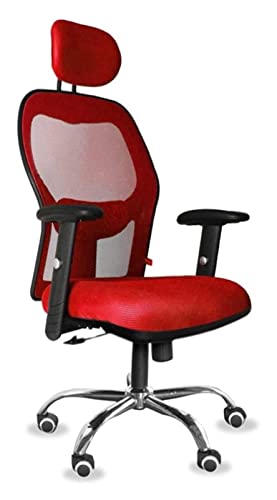 LiChA Bürostuhl, ergonomischer Hebestuhl, drehbarer Computerstuhl, Lordosenstütze, gepolsterter Sitz, Bürostuhl, Spielstuhl, Arbeitsstuhl, Stuhl (Farbe: Rot, Größe: 113–119,5 x 52 cm) von LiChA