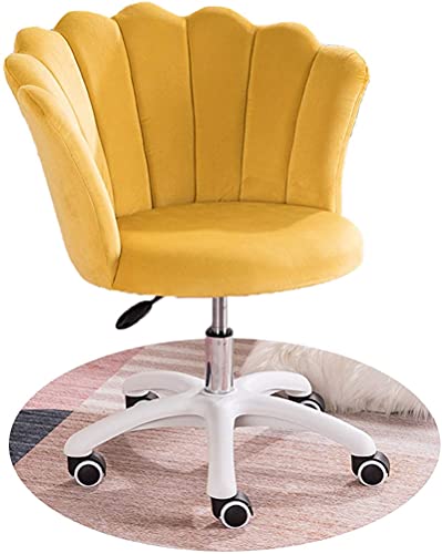 LiChA Bürostuhl, mit Blütenblatt umwickelter gepolsterter Sitz, Bürostuhl, Samtstoff, Tisch und Stuhl, ergonomischer Computer-Drehstuhl, Stuhl (Farbe: Gelb) von LiChA