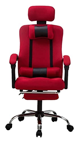 LiChA Bürostuhl Ergonomischer Computerstuhl Büroschreibtischstuhl Verstellbarer Bürostuhl Videospielstuhl Drehbarer Sessel Fußhocker Liegestuhl (Farbe: Rot) erforderlich von LiChA