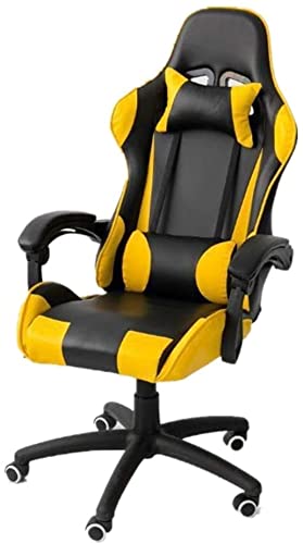 LiChA Bürostuhl Gaming-Stuhl mit hoher Rückenlehne, Bürostuhl aus PU-Leder, Bürostuhl für Computerspiele, ergonomischer drehbarer Arbeitsstuhl (Farbe: Gelb, Größe: 70 x 70 x 125 cm) von LiChA