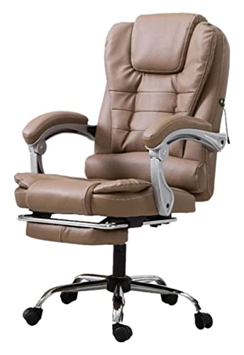 LiChA Bürostuhl Massagestuhl Bürostuhl Ergonomischer Mittagspausen-Liegestuhl Bürostuhl Verstellbarer Arbeitsspielstuhl aus Leder Stuhl (Farbe: Braun, Größe: A) erforderlich von LiChA