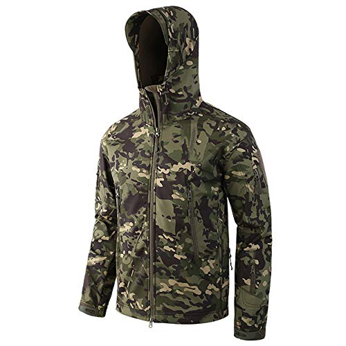 LiGG Herren Softshelljacke Camouflage Jagdjacke Wasserdicht Winddicht Military Funktionsjacke Winter Warm Innenfutter Regenjacke Skijacke von LiGG