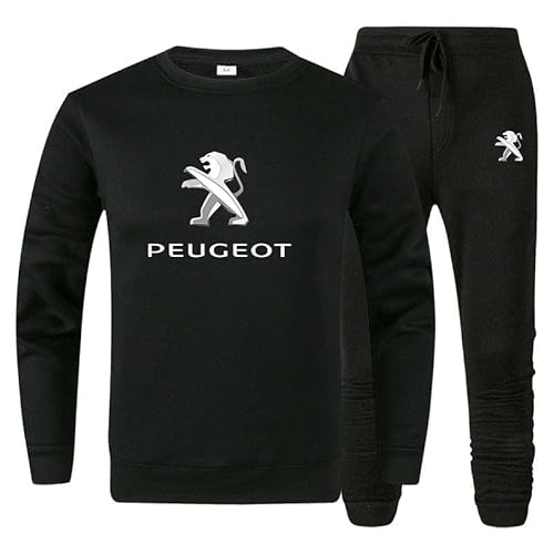 LiJinY Herren-P-Eugeot Jogginganzug Outfit, Baumwolle Pullover, Sweatshirt, Trainingsanzug Und Jogginghose, Trainingsanzug-Set Mit Taschen Fitness Set 2-teiliges Unisex Bekleidung,2XL, Black von LiJinY