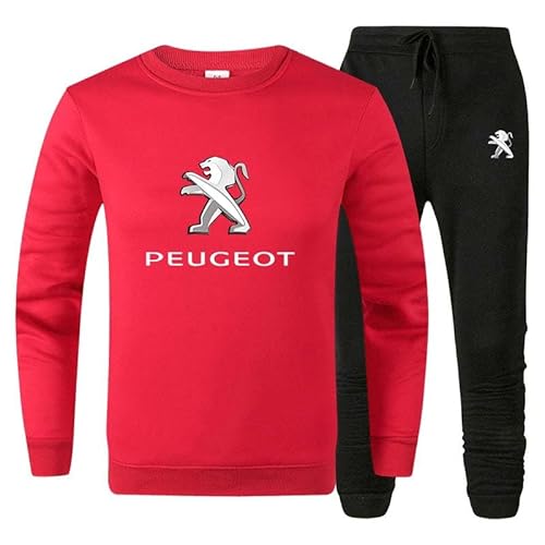 LiJinY Herren-P-Eugeot Jogginganzug Outfit, Baumwolle Pullover, Sweatshirt, Trainingsanzug Und Jogginghose, Trainingsanzug-Set Mit Taschen Fitness Set 2-teiliges Unisex Bekleidung,2XL, Red von LiJinY