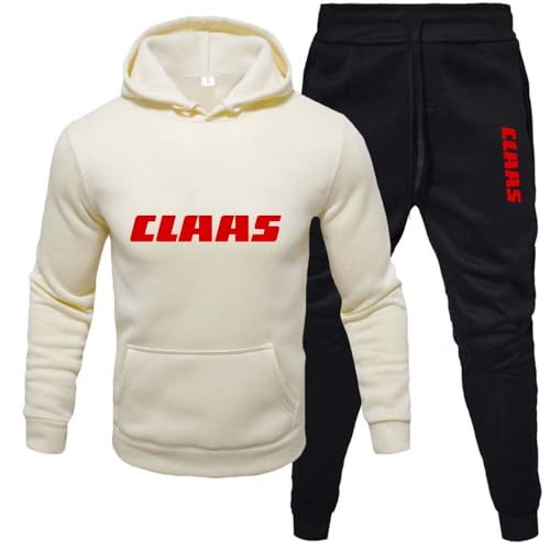 LiJinY Herren-Trainingsanzug – CL_AAS Kapuzenpullover Und Hose – Jogginganzug – Lockere Mode – Sportanzug – 2-teilig – Unisex-Fitness-Outfit,S, Beige von LiJinY