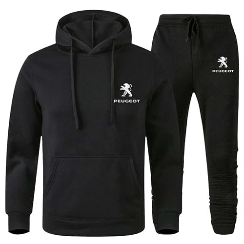 LiJinY Trainingsanzug Für Damen Und Herren, P-eugeot Jogging-Set, Freizeitanzug, 2-teilig, Kapuzenpullover Und Hose, Herbst Und Winter, Unisex, Streetwear,2XL,Black von LiJinY