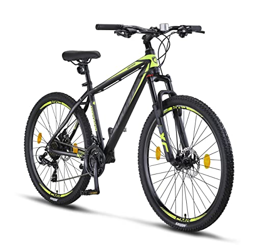 Licorne Bike Diamond Premium Mountainbike Aluminium, Fahrrad für Jungen, Mädchen, Herren und Damen - 21 Gang-Schaltung - Scheibenbremse Herrenrad – einstellbare Vordergabel (27.5, Schwarz-Lime) von Licorne Bike