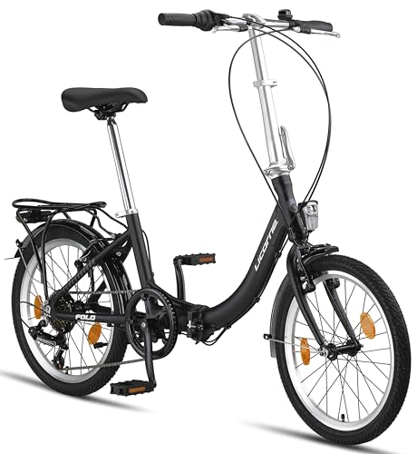 Licorne Bike Fold Premium Klapprad Aluminium 6 Gang Shimano Kettenschaltung Quick-Fold-System Klappfahrrad (V-Bremse, Schwarz/Anthrazit) von Licorne Bike