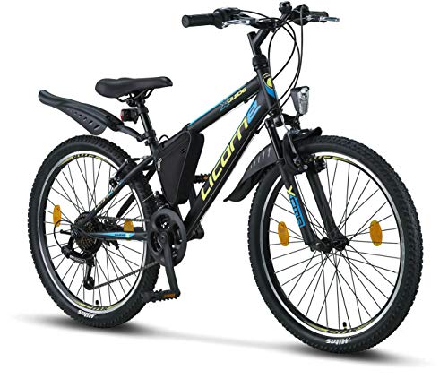 Licorne Bike Guide Premium Mountainbike in 20, 24, 26, 27.5 und 29 Zoll Fahrrad für Mädchen Jungen Herren und Damen (24 Zoll, Schwarz/Blau/Lime) Licorne Bike Guide Premium Mountainbike in 20, 24, 26, 27.5 und 29 Zoll Fahrrad für Mädchen Jungen Herren und Damen (24 Zoll, Schwarz/Blau/Lime) von Licorne Bike