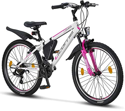 Licorne Bike Guide Premium Mountainbike in 20, 24, 26, 27.5 und 29 Zoll Fahrrad für Mädchen Jungen Herren und Damen (24 Zoll, Weiß/Rosa) Licorne Bike Guide Premium Mountainbike in 20, 24, 26, 27.5 und 29 Zoll Fahrrad für Mädchen Jungen Herren und Damen (24 Zoll, Weiß/Rosa) von Licorne Bike