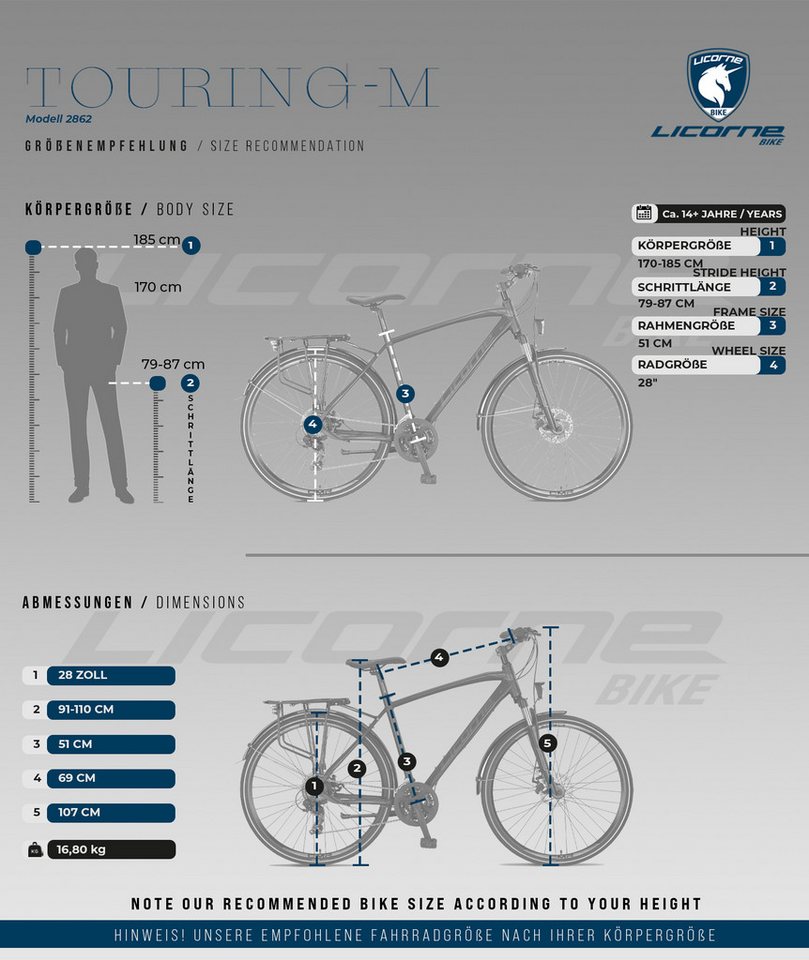 Licorne Bike Trekkingrad Licorne Bike Premium Touring Trekking Bike in 28 Zoll - Fahrrad Licorne Bike Trekkingrad Licorne Bike Premium Touring Trekking Bike in 28 Zoll - Fahrrad von Licorne Bike