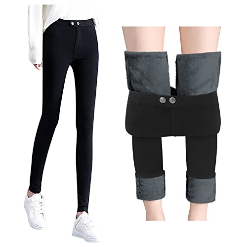 Lidssacde Thermohose Damen, Winter Hosen Damen Warm Winterhose Gefütterte Thermohose Thermo Thermojeans High Waist Jeans Winter Hosen Braune Hose Casual Skinny Fit Jeans Jeanshose von Lidssacde