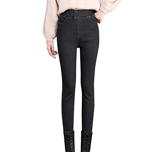 Lidssacde Winter Jeans Damen, Thermo Hose Damen Gefütterte Thermojeans Warm Jeans Mode Hose High Waist Thermohose Winter Winterhose Casual Hosen Stretch Thermo Jeanshose von Lidssacde