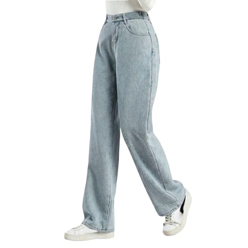 Thermo Jeans Damen, Gefütterte Jeans Damen Warm Thermojeans Gefütterte Winterhose Winter Hose High Waist Jeans Thermo Hosen Stretch Thermohose Braune Mode Jeanshose von Lidssacde