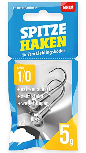 Lieblingsköder Spitze Haken Gr. 1/0 Jigköpfe - 2 Jighaken, Gewicht:5g Lieblingsköder Spitze Haken Gr. 1/0 Jigköpfe - 2 Jighaken, Gewicht:5g von Lieblingsköder
