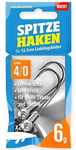 Lieblingsköder Spitze Haken Gr. 4/0 Jigköpfe - 2 Jighaken, Gewicht:6g Lieblingsköder Spitze Haken Gr. 4/0 Jigköpfe - 2 Jighaken, Gewicht:6g von Lieblingsköder