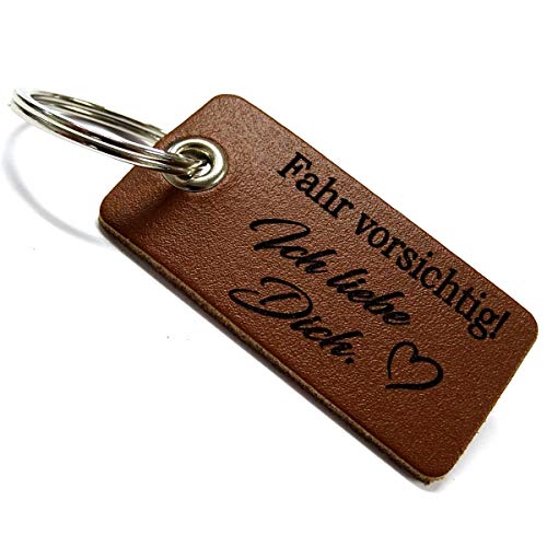 Lieblingsmensch Leder Schlüsselanhänger : Fahr vorsichtig - Ich liebe Dich von Lieblingsmensch