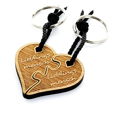 Lieblingsmensch Schlüsselanhänger Partnerset aus Holz - geteiltes Herz Puzzle Lieblingsmensch Schlüsselanhänger Partnerset aus Holz - geteiltes Herz Puzzle von Lieblingsmensch