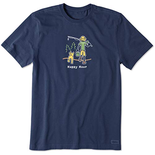 Life Is Good Crusher T-Shirt für Herren, kurzärmelig, Baumwolle, Grafik-T-Shirt, Happy Hour Fishing, tiefdunkelblau, XL Life Is Good Crusher T-Shirt für Herren, kurzärmelig, Baumwolle, Grafik-T-Shirt, Happy Hour Fishing, tiefdunkelblau, XL von Life Is Good