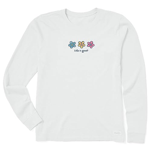 Life Is Good Damen Standard Crusher Graphic Langarm T-Shirt DREI Gänseblümchen Cloud White Large Life Is Good Damen Standard Crusher Graphic Langarm T-Shirt DREI Gänseblümchen Cloud White Large von Life Is Good