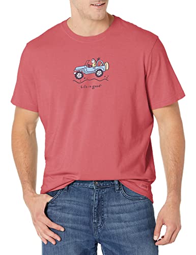 Life is Good Standard Crusher T-Shirt für Herren, kurzärmelig, Baumwolle, Grafik-T-Shirt, Off-Road-Jake, verblasstes Rot, Größe XL von Life Is Good