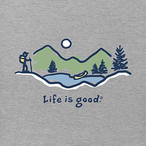 Life Is Good Herren Hiker Freizeit-T-Shirt aus Baumwolle, Rundhalsausschnitt, kurzärmelig, Grafik-T-Shirt, Wandern Vista, Meliert, grau, L Life Is Good Herren Hiker Freizeit-T-Shirt aus Baumwolle, Rundhalsausschnitt, kurzärmelig, Grafik-T-Shirt, Wandern Vista, Meliert, grau, L von Life Is Good