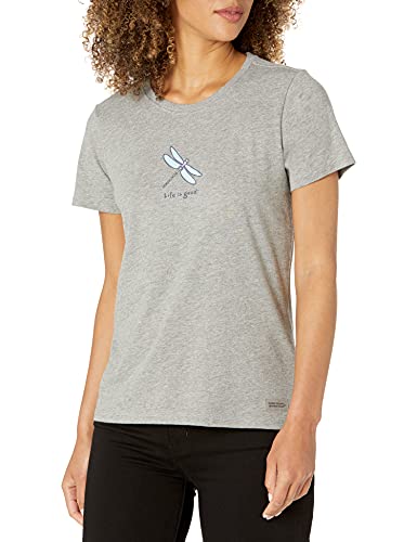 Life Is Good Damen Camping Tee Libelle Baumwolle Top Kurzarm Rundhalsausschnitt Grafik T-Shirt, Grau, Groß Life Is Good Damen Camping Tee Libelle Baumwolle Top Kurzarm Rundhalsausschnitt Grafik T-Shirt, Grau, Groß von Life Is Good