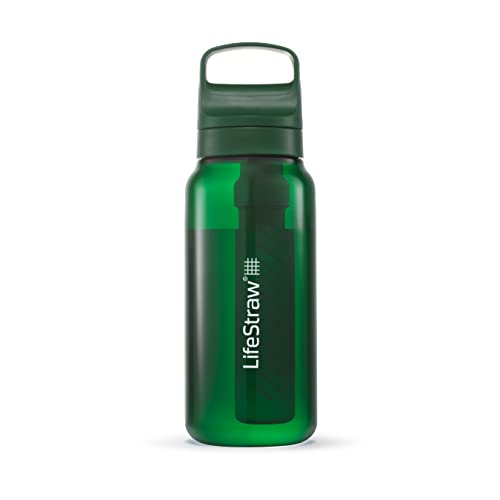 LifeStraw Go Serie - BPA-freie Trinkflasche mit Wasserfilter 1l für Reisen und den täglichen Gebrauch - entfernt Bakterien, Parasiten, Mikroplastik und verbessert den Geschmack, Terrace Green (grün) von LifeStraw