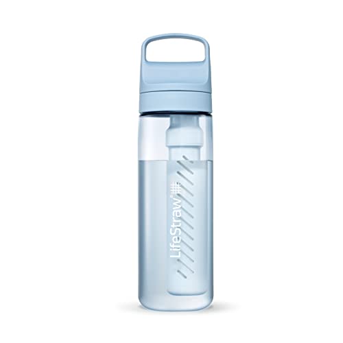 LifeStraw Go Serie - BPA-freie Trinkflasche mit Wasserfilter 650ml für Reisen und den täglichen Gebrauch - entfernt Bakterien, Parasiten, Mikroplastik + verbessert den Geschmack, Icelandic Blue (blau) von LifeStraw