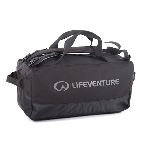 Lifeventure Expedition Cargo Duffle Bag | 50 Liter Fassungsvermögen mit abnehmbaren Rucksackgurten, Schwarz, 50 l, Duffle Bag mit Rucksackgurten geeignet für Handgepäck von Lifeventure