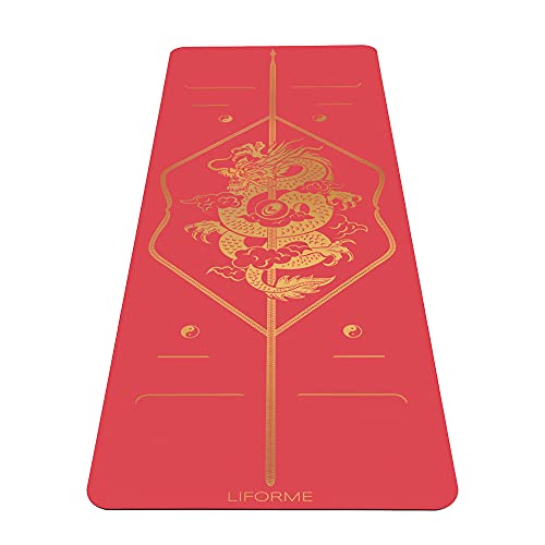 Liforme Chinese New Year Yogamatte - Die Weltweit Beste Umweltfreundliche, rutschfeste Yoga Matte Mit Dem Originalen Einzigartigen Ausrichtungsmarkierungssystem - Biologisch Abbaubare Matte – Drache von LIFORME