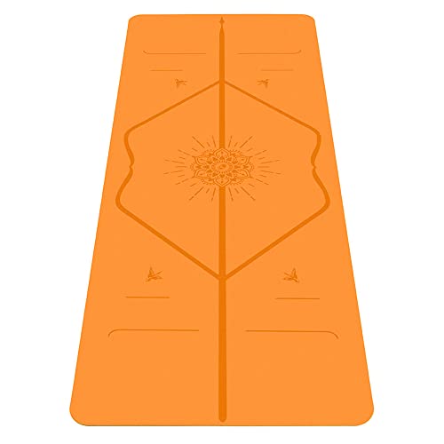 Liforme Happiness Yogamatte - Umweltfreundlich & rutschfest - Originales Einzigartiges Ausrichtungsmarkierungssystem - Biologisch abbaubare Matte aus Naturkautschuk - Sonderausgabe Orange Glück von LIFORME
