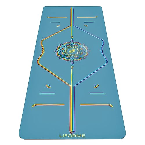 Liforme Bedruckte Yogamatten-Kollektion – patentiertes Ausrichtungssystem, rutschfest, umweltfreundlich, biologisch abbaubar, schweißbeständig, lang, breit und dick für Komfort – Blue Sky Rainbow Liforme Bedruckte Yogamatten-Kollektion – patentiertes Ausrichtungssystem, rutschfest, umweltfreundlich, biologisch abbaubar, schweißbeständig, lang, breit und dick für Komfort – Blue Sky Rainbow von LIFORME