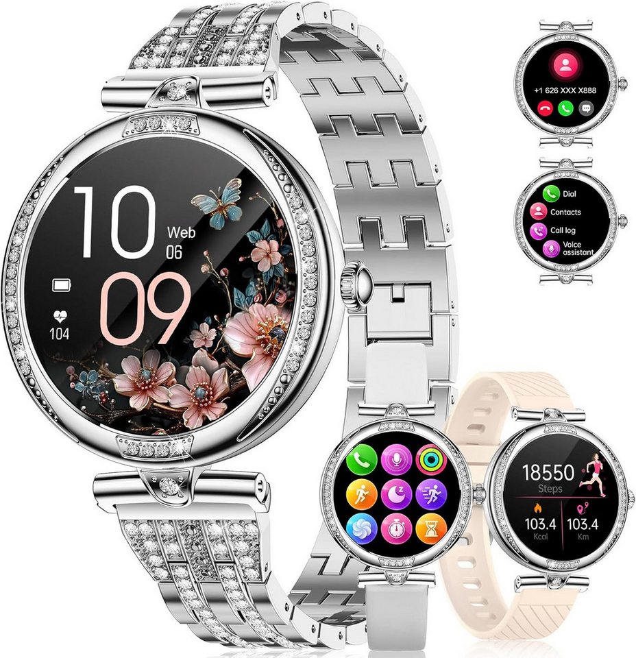 Lige Damen's Telefonfunktion IP68 Wasserdicht Smartwatch (1,19 Zoll, Android/iOS), mit Herzfrequenz Schlafmonitor Menstruationszyklus 100+ Sportmodi von Lige