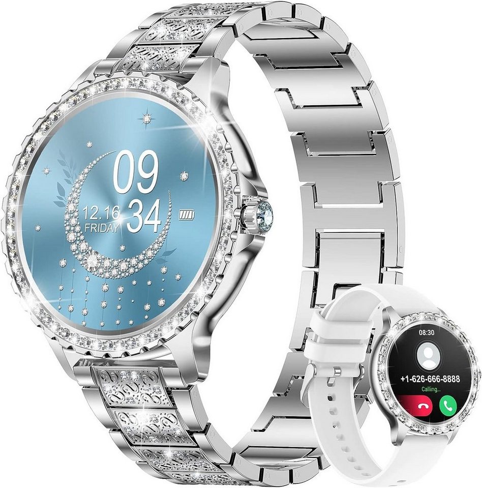 Lige Smartwatch (1,32 Zoll, Android iOS), Damen mit Telefonfunktion 20 Sportmodi Armbanduhr Pulsuhr Fitnessuhr von Lige