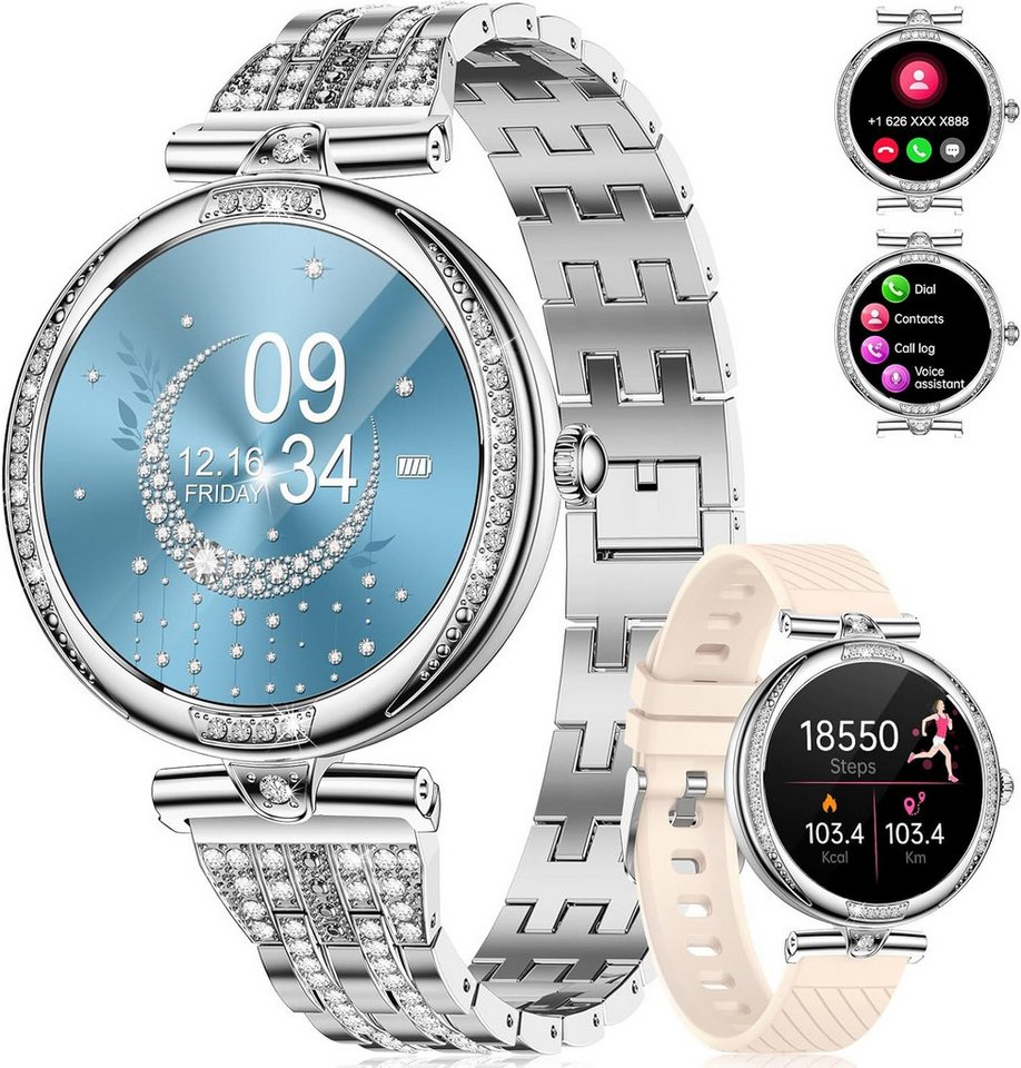 Lige Sportliche mit 110 integrierten Sportmodi Smartwatch (1,1 Zoll, Android, iOS), mit Bluetooth Anrufe Activity Tracker Always-on Display mit Diamant von Lige