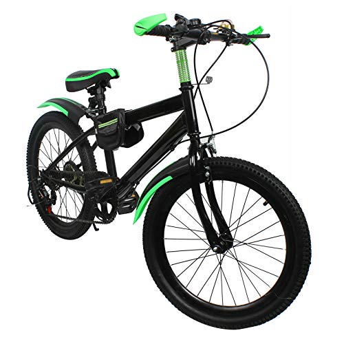 Lightakai Kinderfahrrad 20 Zoll, Mountainbike Fahrrad 6 Gang MTB Bike Hartstahl Kinder Fahrrad Doppelscheibenbremse Fahrrad für Mädchen Jungen (Grün) von Lightakai