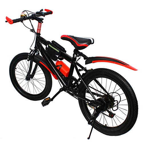 Lightakai Kinderfahrrad 20 Zoll, Mountainbike Fahrrad 6 Gang MTB Bike Hartstahl Kinder Fahrrad Doppelscheibenbremse Fahrrad für Mädchen Jungen (Rot) von Lightakai