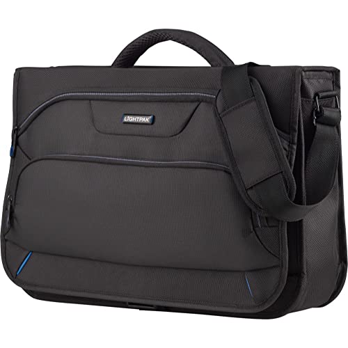 LIGHTPAK 46119 Messengerbag Solar, Tragetasche aus Polyester, Laptoptasche für Notebooks bis 15 Zoll, Businesstasche mit Schultergurt, Umhängetasche mit Organizer-Fach, schwarz, ca. 32 × 43 × 14 cm von LIGHTPAK