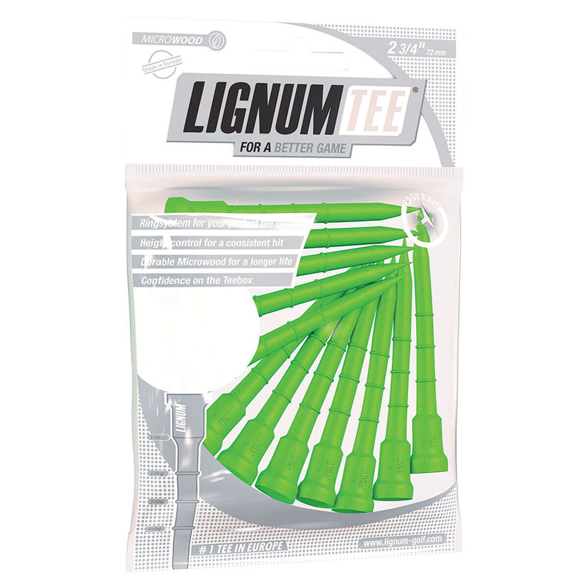 Lignum Composite 72mm Wooden Golf Tees - 12 Pack, Mens, Tees, Green, 72mm | American Golf von Lignum