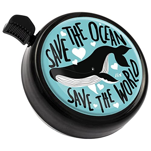 Liix Big Colour Bell neu 2021 Wal Design mit Spruch Save The Ocean extra große ud stylische Fahrradklingel mit lackiertem und wetterbeständigem Metall Deckel lauter Klang von Liix