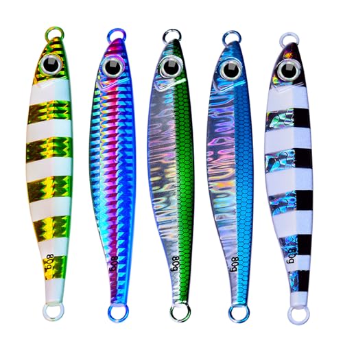 Lily Brown 5Pcs Locken Süßwasser Salzwasser Angeln Glow Lockt Schnell Sinkende Jigging Köder Angeln Lockt Swimbait Für Walleye von Lily Brown