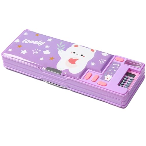 LilyBeauty Pop Up Multifunktions-Etui für Mädchen und Jungen, niedliche Cartoon Pen Box Organizer Schreibwaren, Anspitzer, Zeitplan, Schulbedarf für Kinder PC50 (Lila) von LilyBeauty